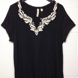 AVENUE TEES 2 PLEASE Black Embellished TOP 18 20 NEW.